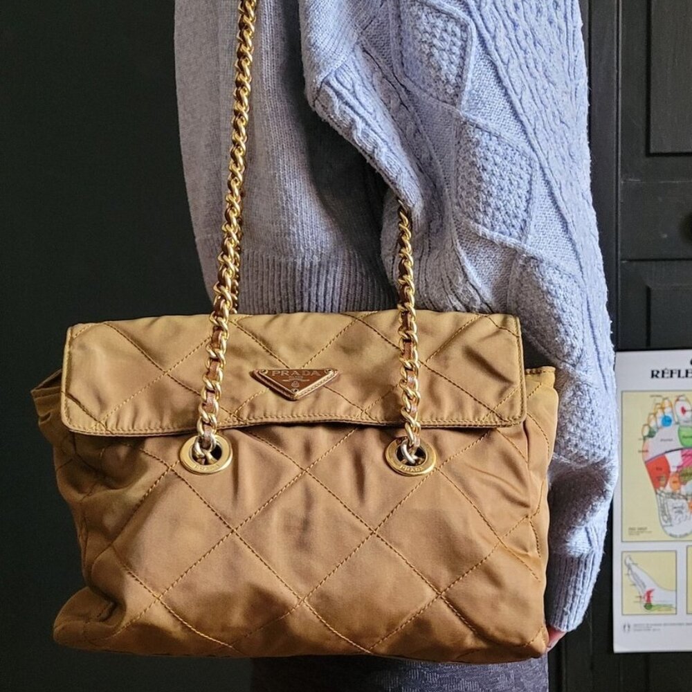 Prada vintage nylon chain bag in Bronze